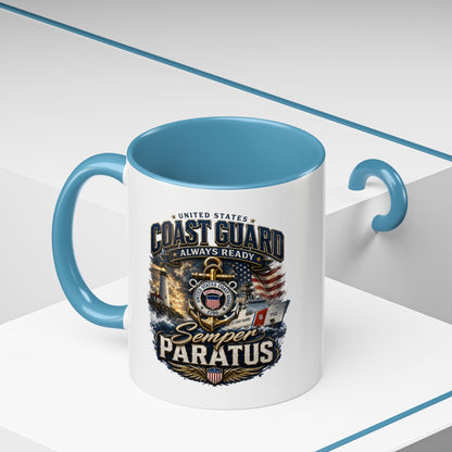 Coast Guard Semper Paratus Accent Coffee Mug – Patriotic Military Gift (11/15oz)