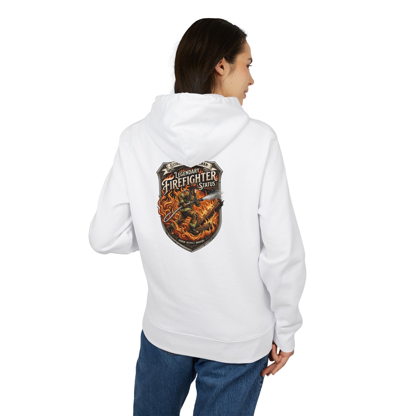 Firefighter Shield Hoodie — Legendary Firefighter Vintage Emblem