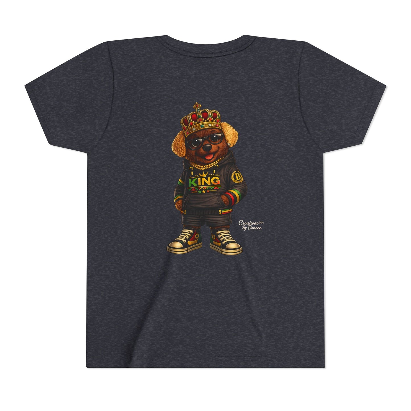 Youth Tee — 'Lil King' Crowned Bear Graphic Shirt