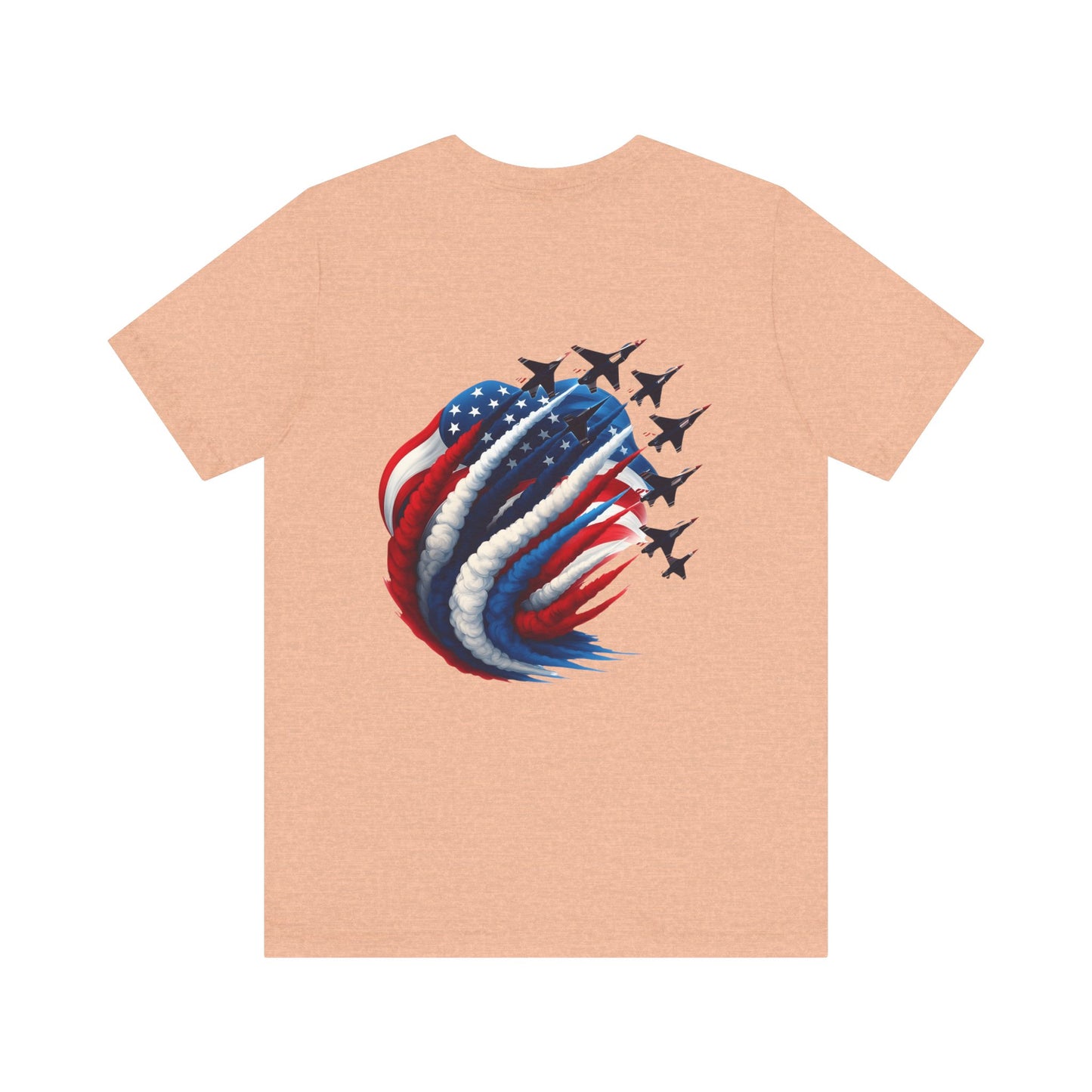 Patriotic Jet Flyover T-Shirt — American Flag Smoke Trail Tee