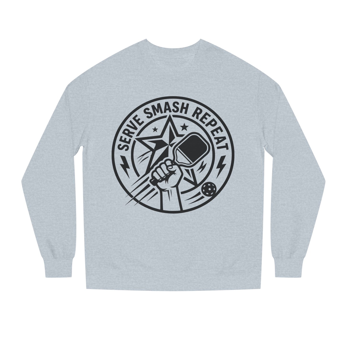 Serve Smash Repeat Crewneck Sweatshirt — Pickleball Player Graphic