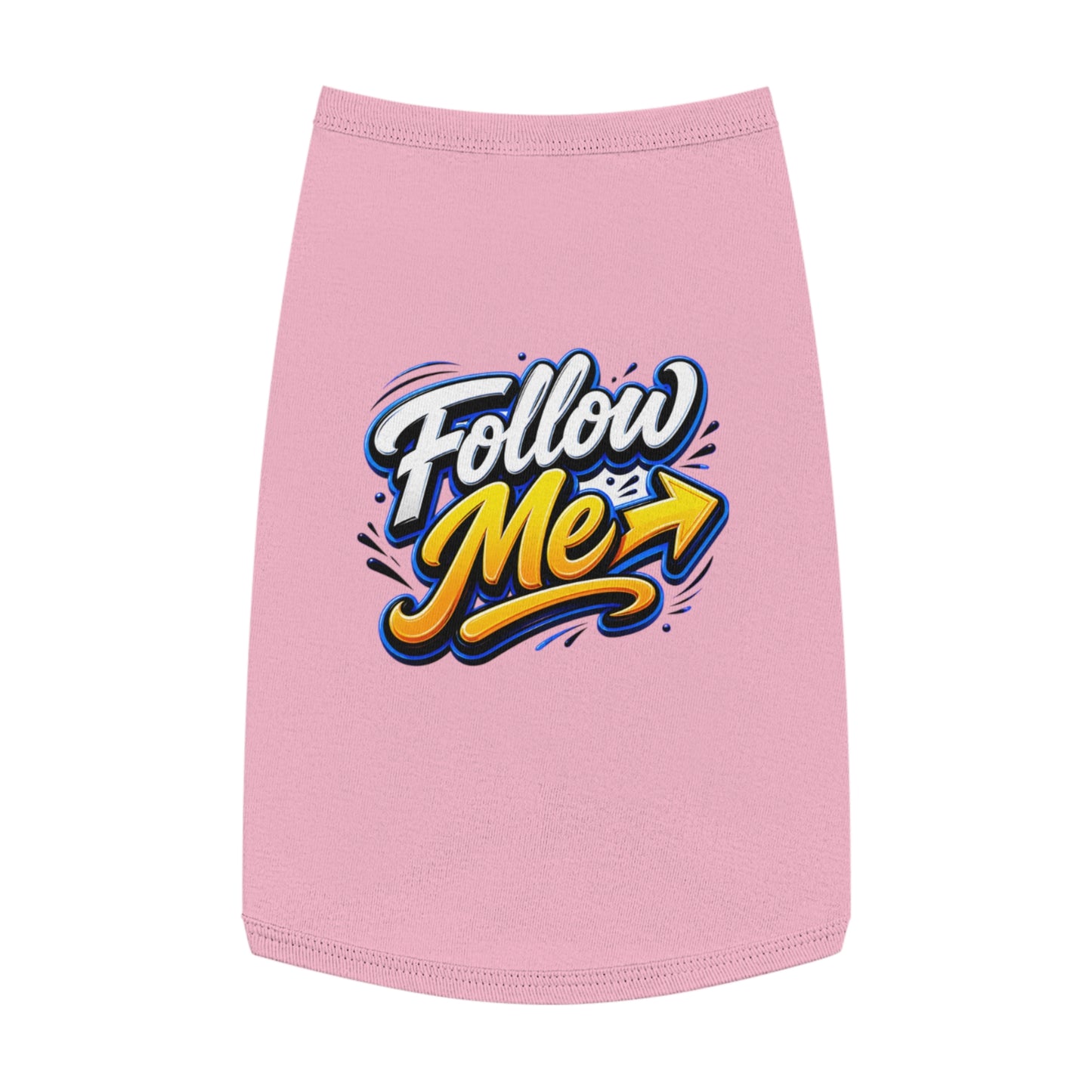 Pet Tank Top - "Follow Me" Graphic Dog Shirt, Reflective Arrow Design for Walks & Training
