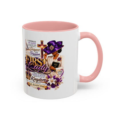 First Lady of Faith Accent Coffee Mug — Inspirational Christian Gift (11/15oz)