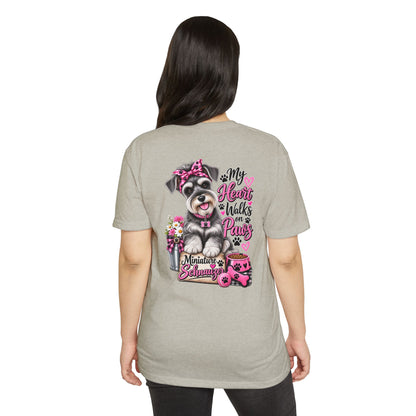Miniature Schnauzer T-Shirt - "My Heart Walks on Paws" Cute Dog Tee
