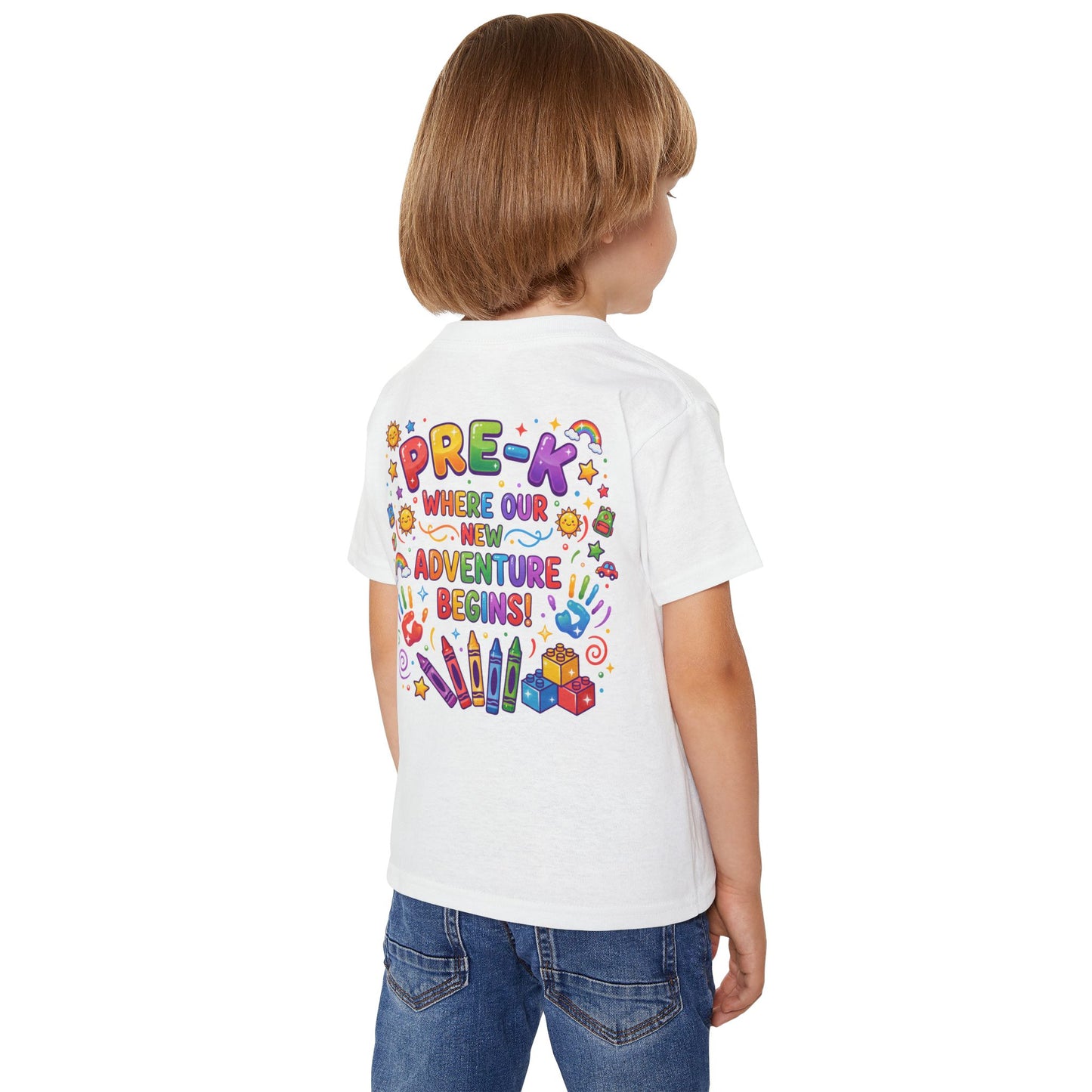 Toddler T‑Shirt — "Pre-K: Where Our New Adventure Begins!" Colorful Back-to-School Tee