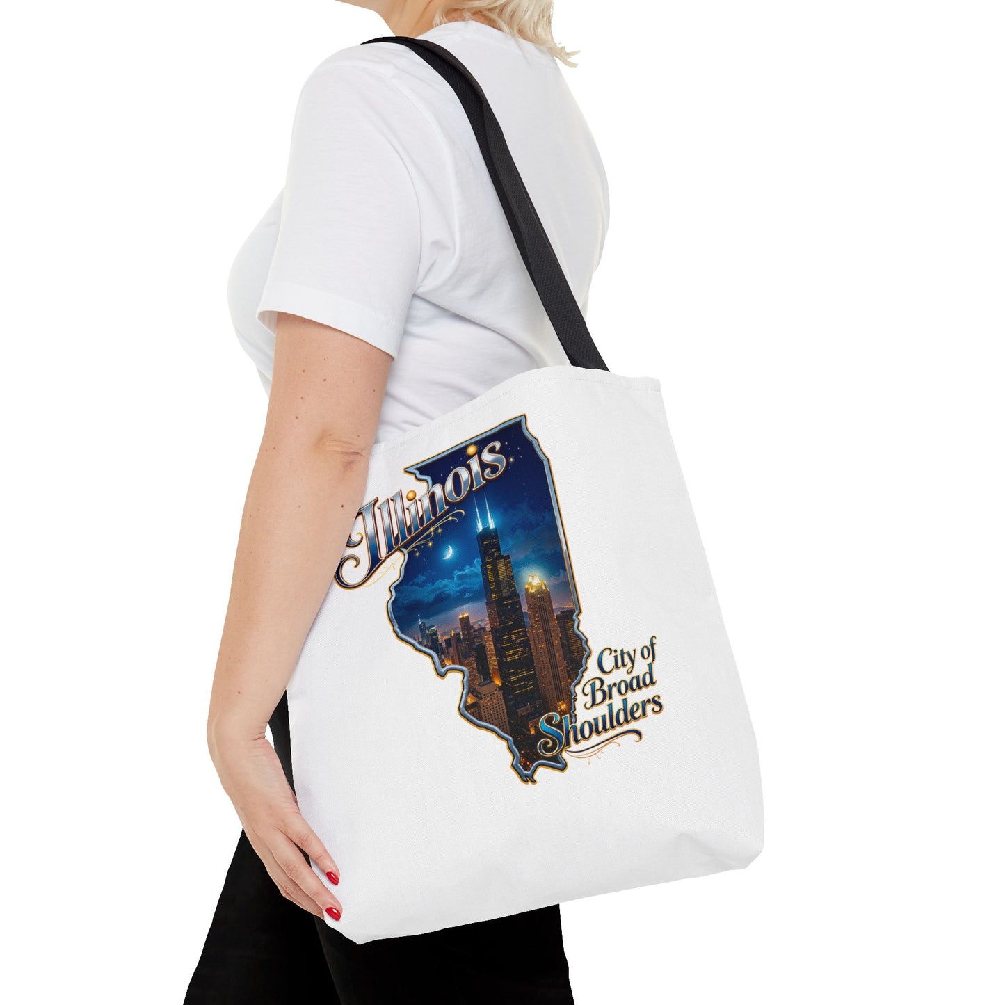 Illinois Skyline Tote Bag — "City of Broad Shoulders" Chicago Night Design