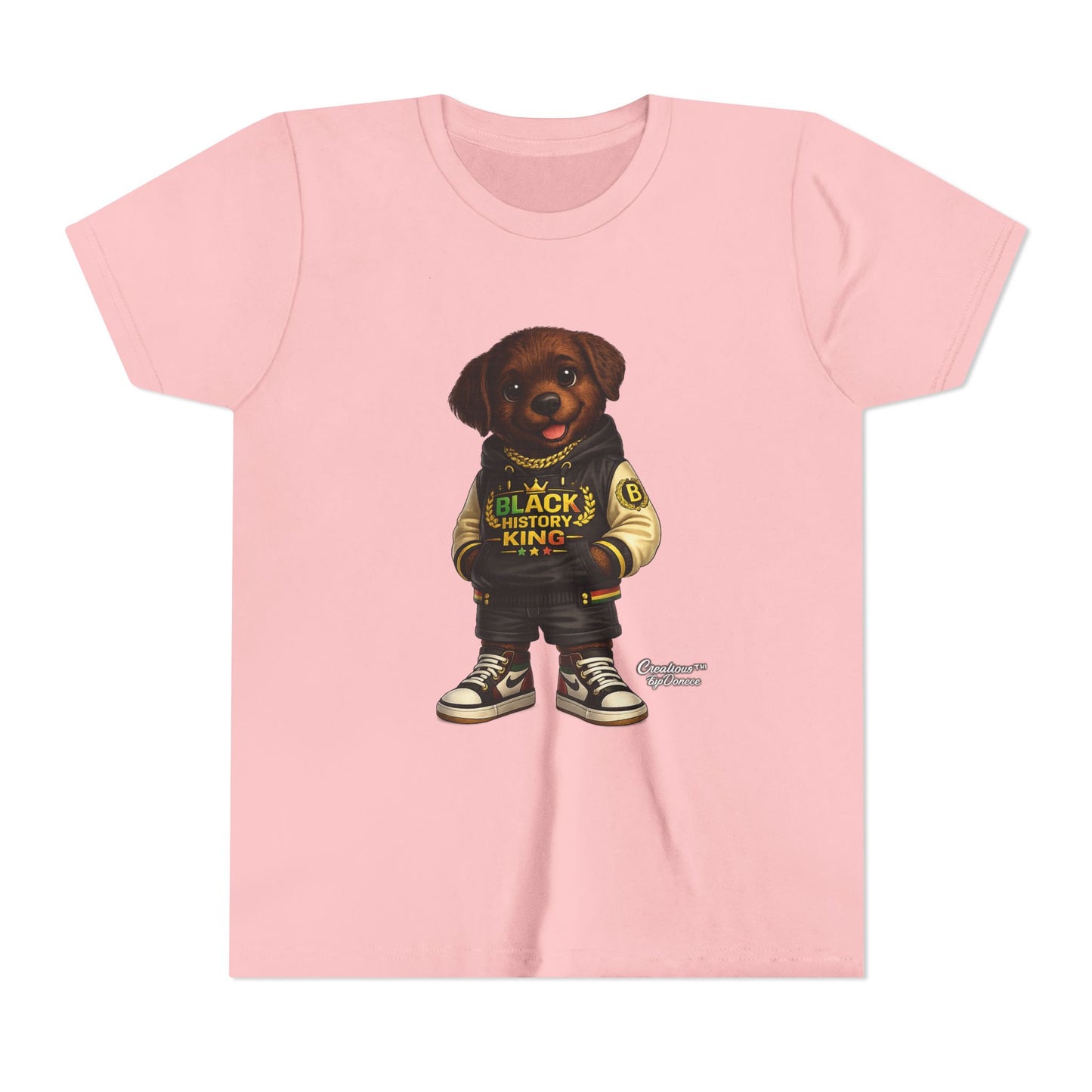 Youth Tee — 'Black History King' Puppy Graphic Shirt