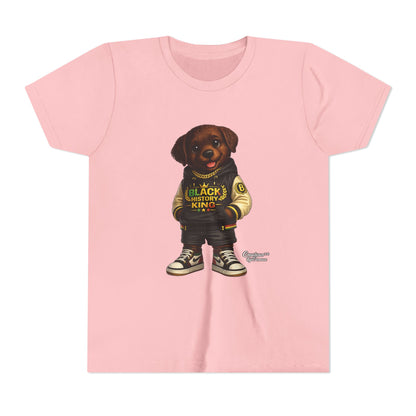 Youth Tee — 'Black History King' Puppy Graphic Shirt