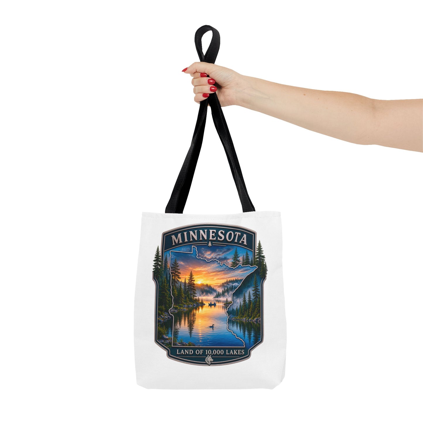 Minnesota Scenic Tote Bag — 'Land of 10,000 Lakes' Sunset Lake Design