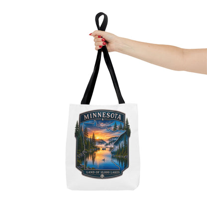 Minnesota Scenic Tote Bag — 'Land of 10,000 Lakes' Sunset Lake Design