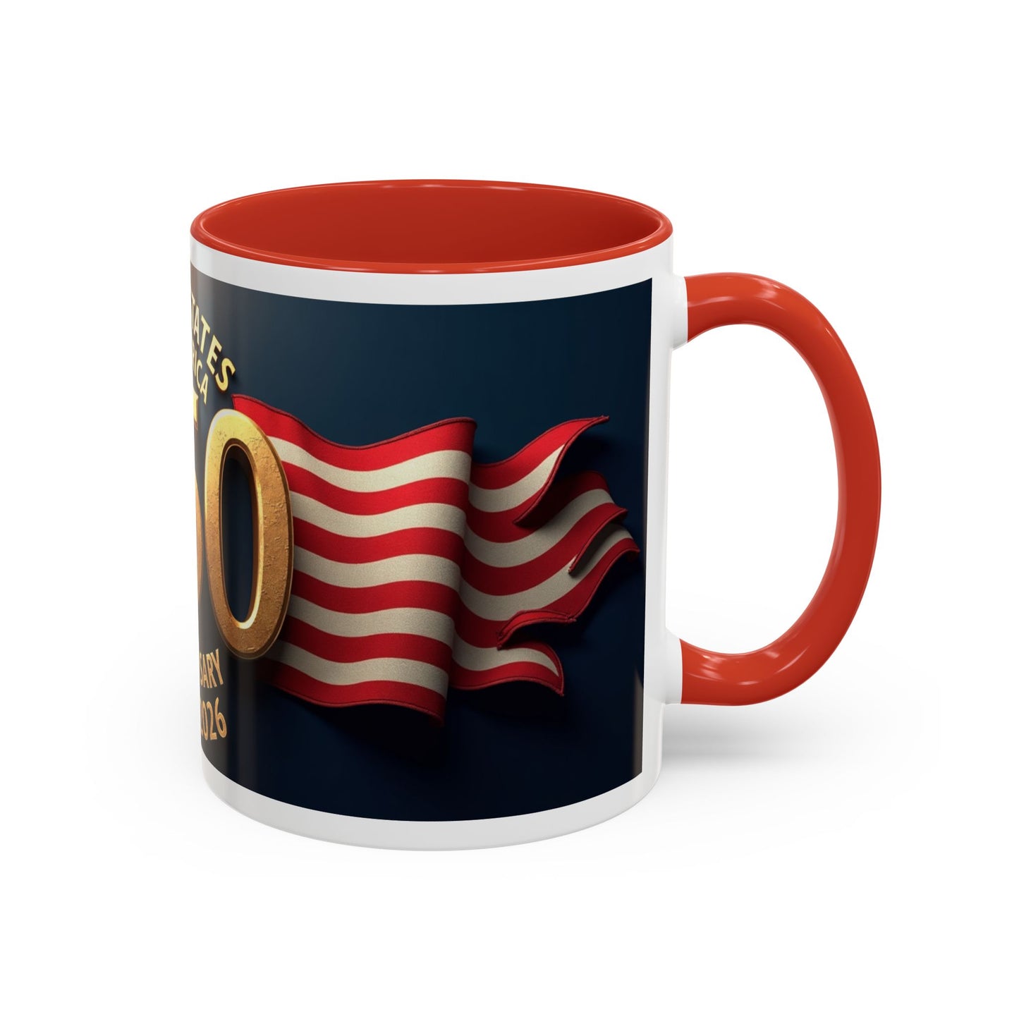 250th Anniversary Coffee Mug — United States of America 1776–2026 Patriotic Accent Mug