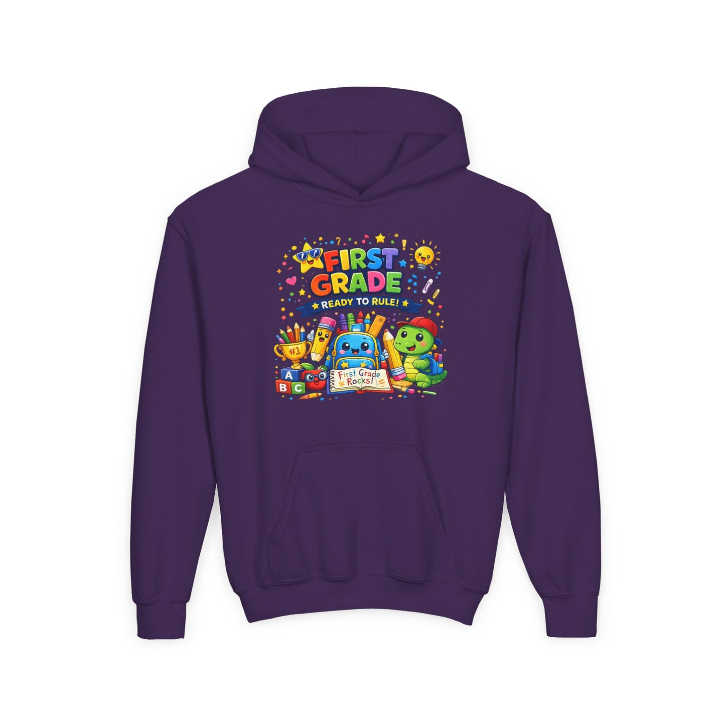 First Grade Hoodie - "First Grade Ready To Rule" Kids Back-to-School Sweatshirt