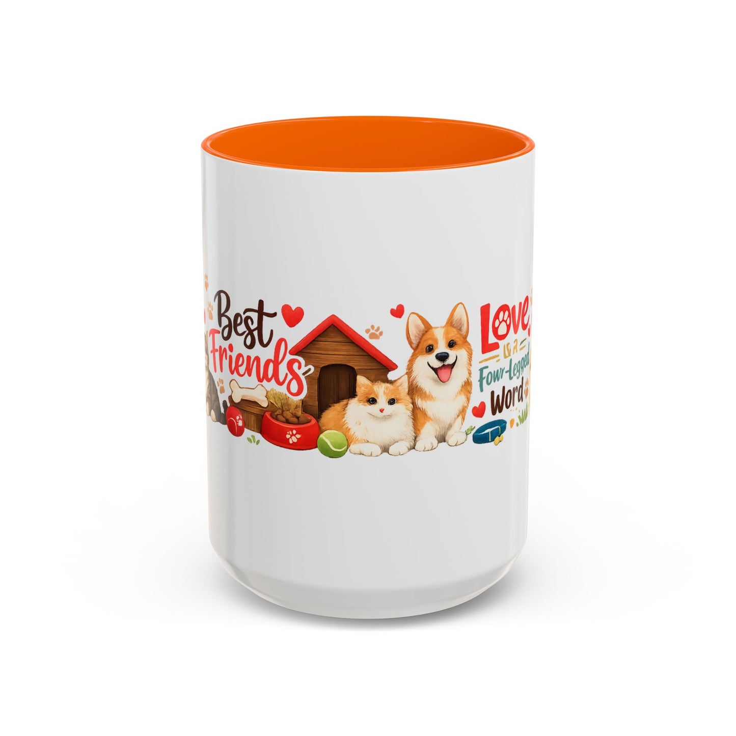 Dog Lover Accent Coffee Mug — “Love is a Four-Legged Word” Ceramic Gift