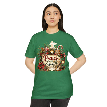 Peace on Earth Christmas T-shirt — Luke 2:14 Nativity Holiday Tee