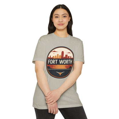 Fort Worth Skyline T-Shirt — Vintage Texas City Circle Design
