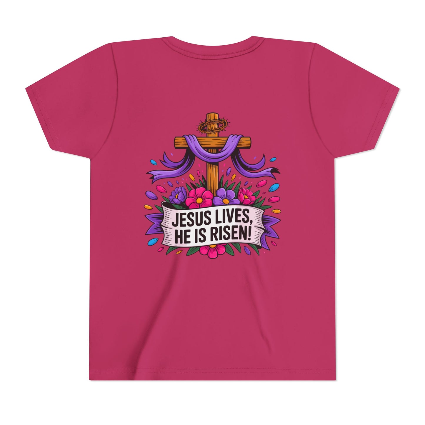 Youth Tee — "Jesus Lives, He Is Risen!" Easter Christian Tee