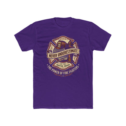 Firefighter Tee - "Never Underestimate" Vintage Firefighter Helmet Design
