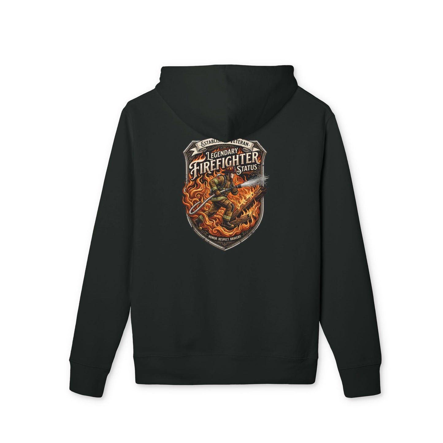 Firefighter Shield Hoodie — Legendary Firefighter Vintage Emblem