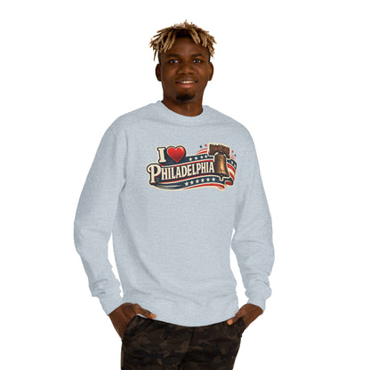 I  Philadelphia Crewneck Sweatshirt — Liberty Bell Retro City Pride