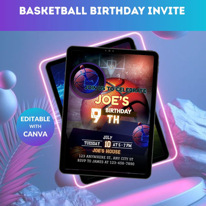 Basketball Birthday Invitation | Editable Digital Sports Party Invite Template Product Description