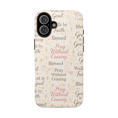 Pray Without Ceasing Phone Case | Christian floral iPhone Case