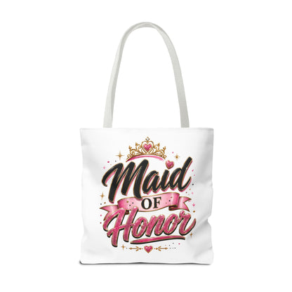 Maid of Honor Tote Bag — Pink Crown Bridal Party Tote for Weddings & Bachelorette