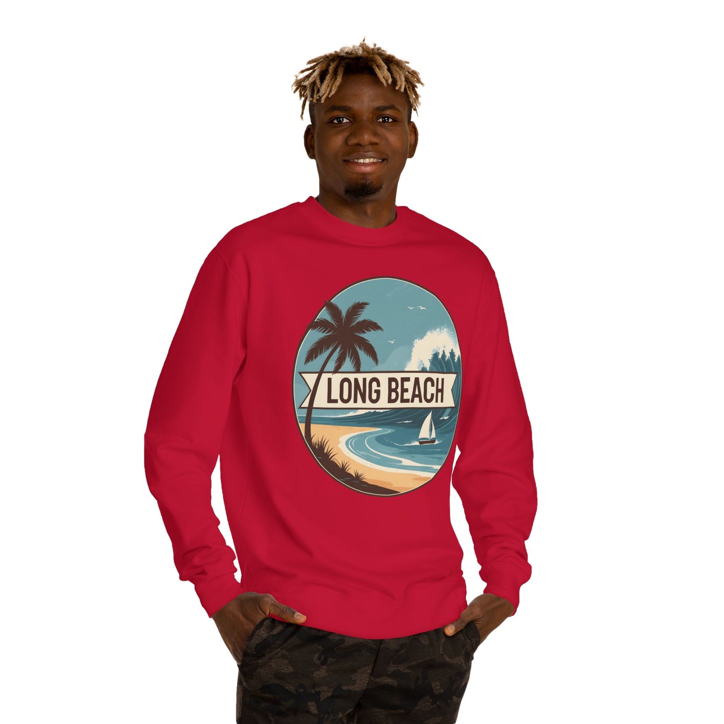 Long Beach Vintage Beach Scene Sweatshirt