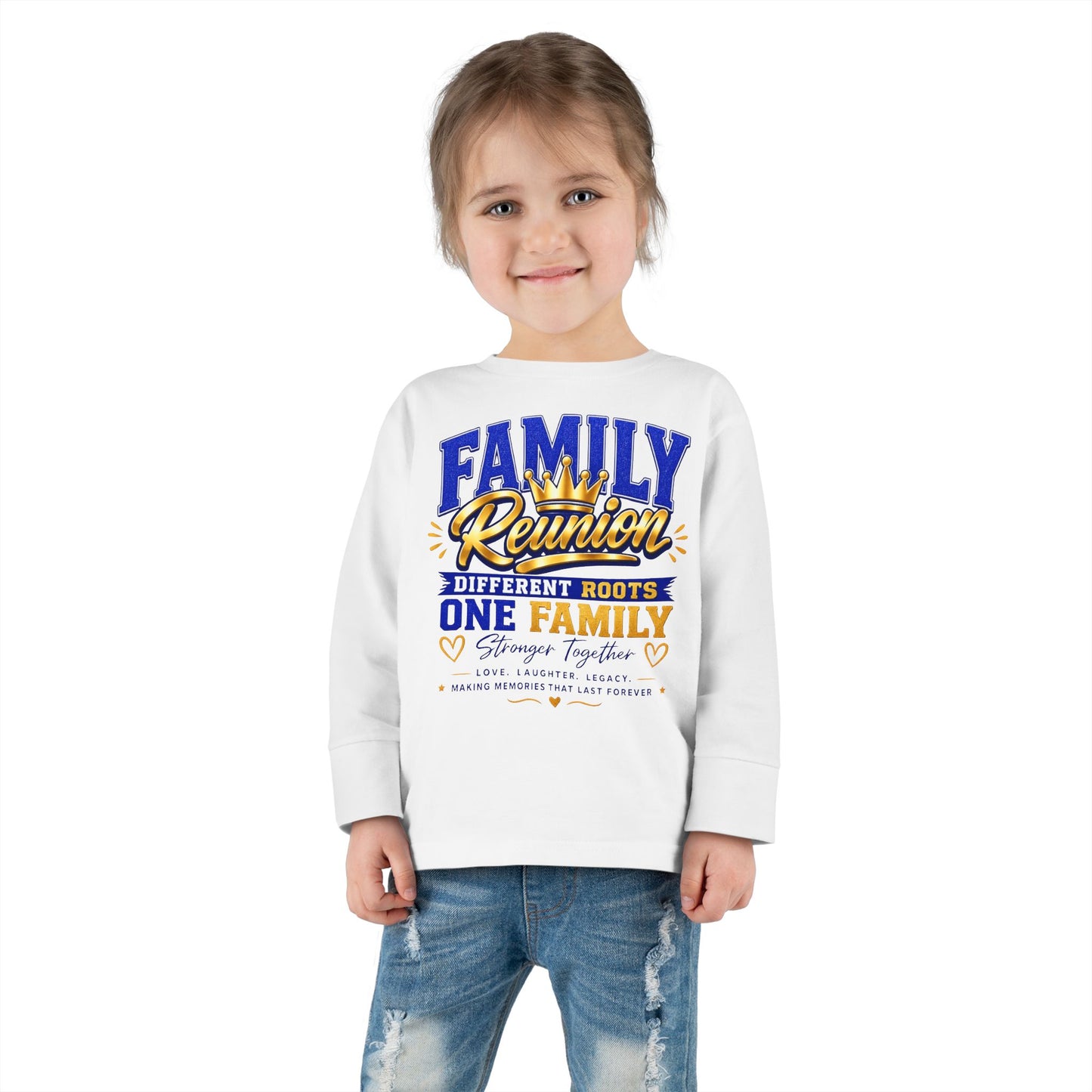 Family Reunion Toddler Long Sleeve Tee — "Different Roots One Family" Kids Shirt
