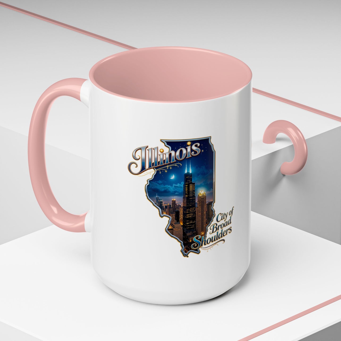 Illinois Skyline Accent Coffee Mug – City of Broad Shoulders Chicago Design (11/15oz)