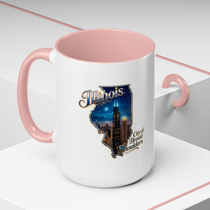 Illinois Skyline Accent Coffee Mug – City of Broad Shoulders Chicago Design (11/15oz)