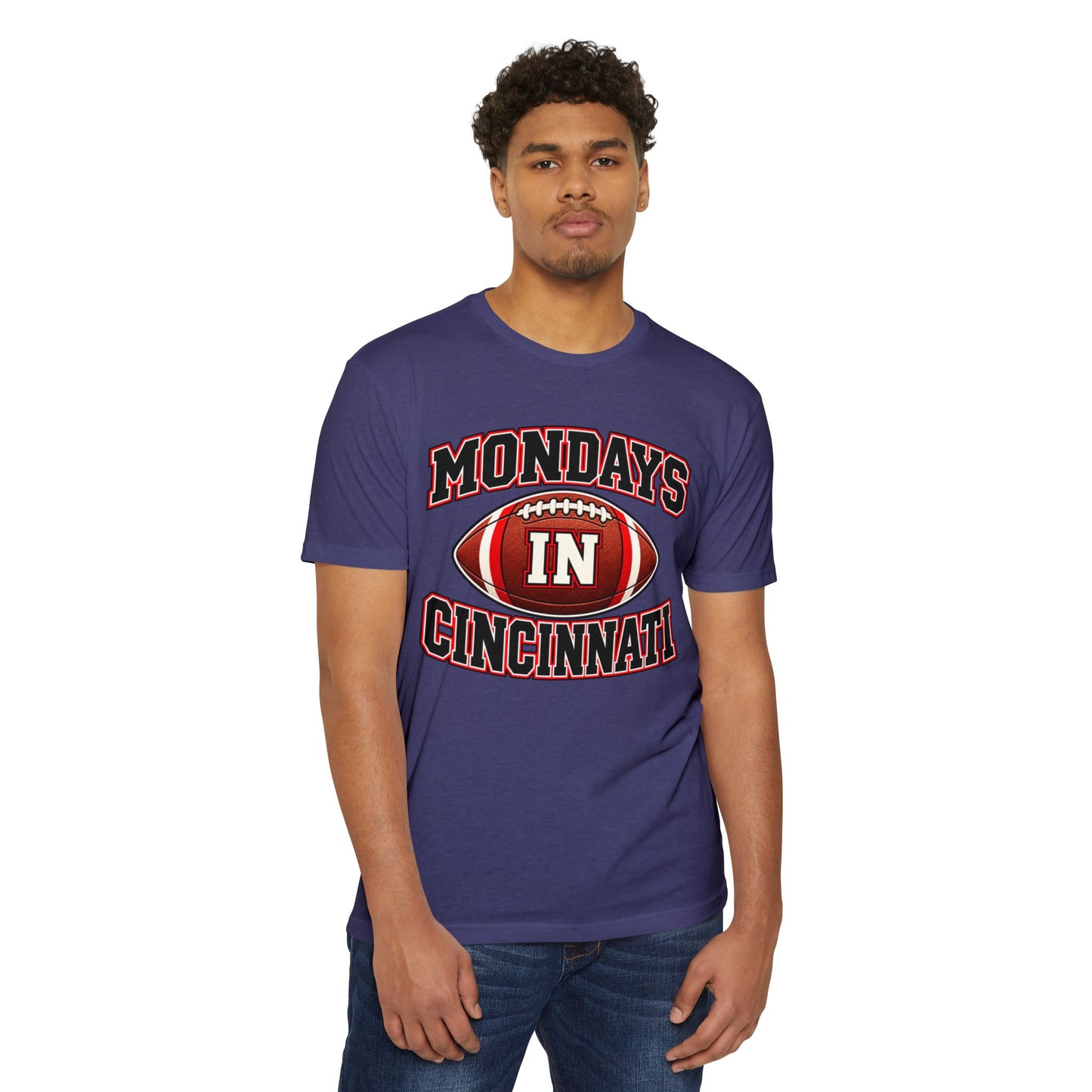 Mondays in Cincinnati Football T-Shirt — Game Day Fan Tee