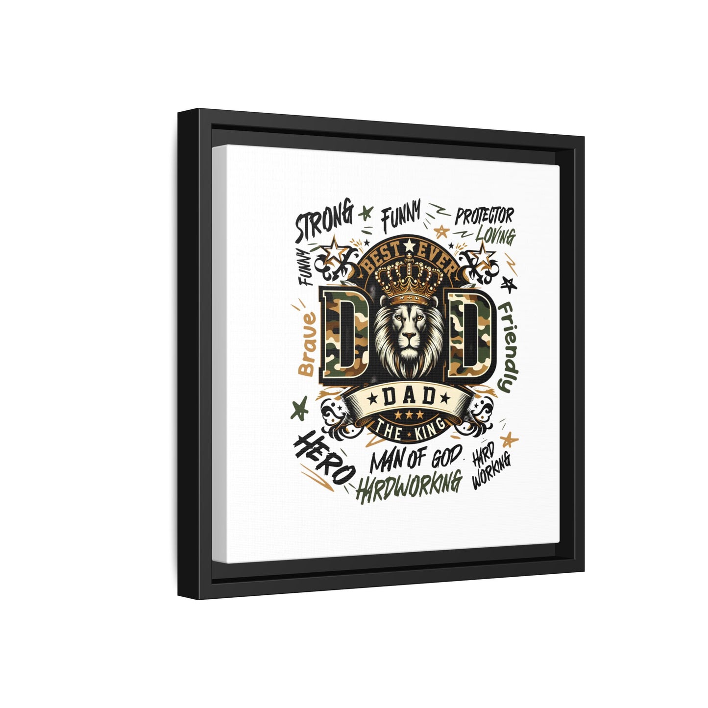 Framed Matte Canvas 'Best Ever DAD' Wall Art – Lion King Design, Father’s Day Gift