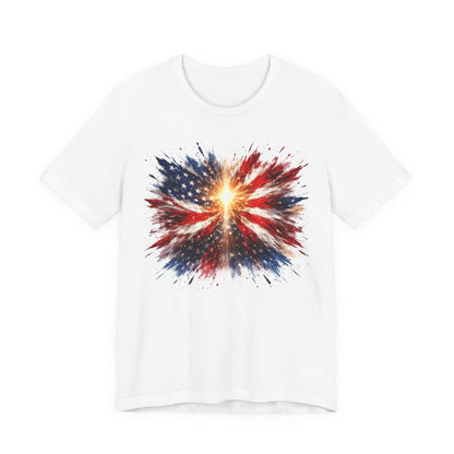 American Flag Explosion T‑Shirt — Patriotic Firework USA Tee