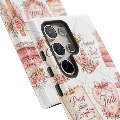 Faith Floral Phone Case – Christian Inspirational Scripture iPhone Cover (Choose Joy, Pray, Faith)