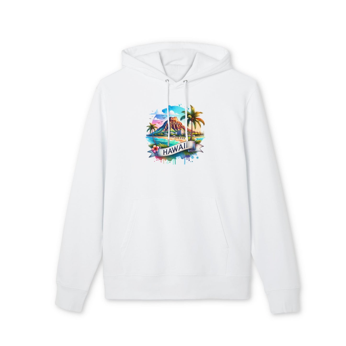 Hawaii Watercolor Hoodie — Tropical Island Palm Beach Pullover