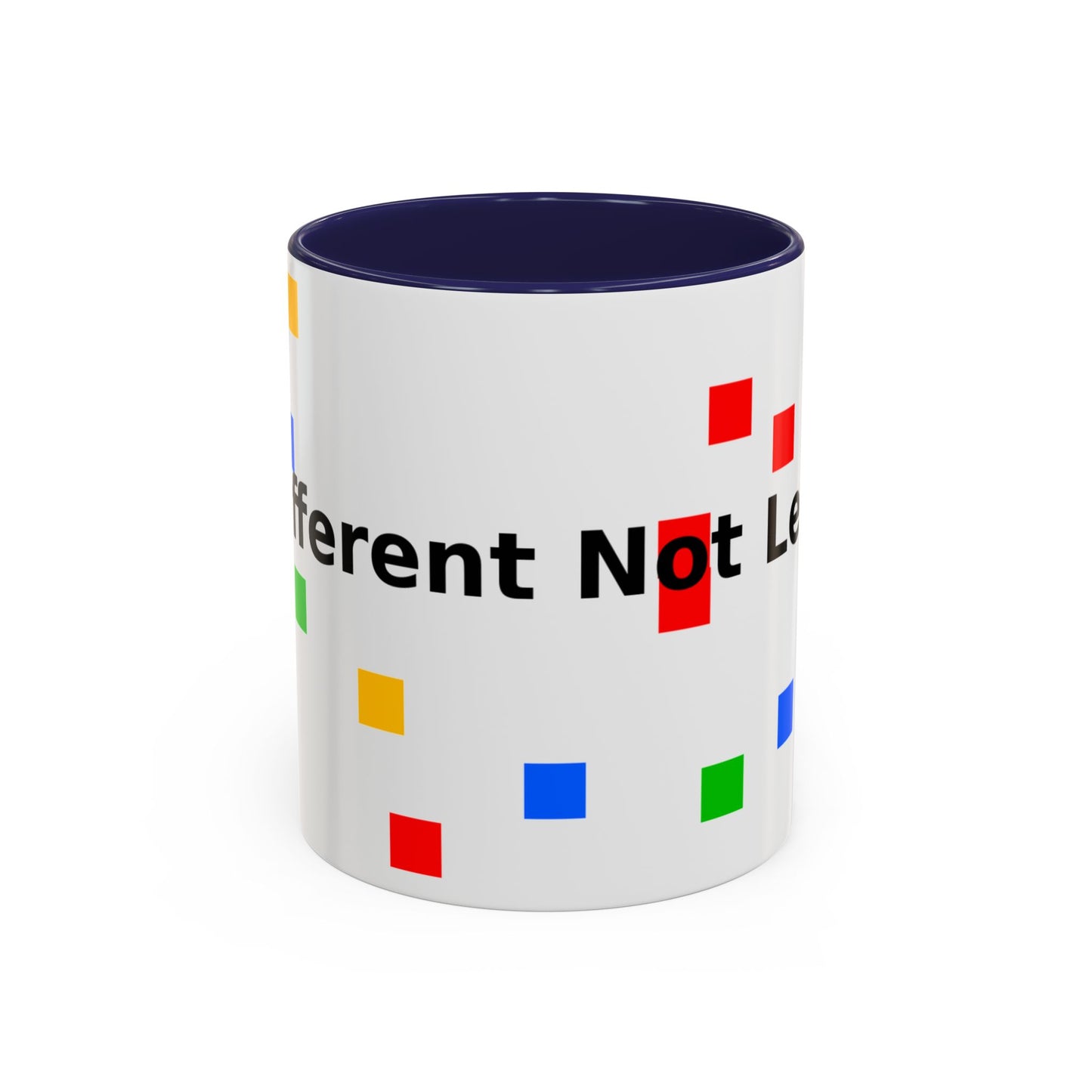 Accent Coffee Mug — 'Different Not Less' Pride-Inclusive Color Block Design (11/15oz)