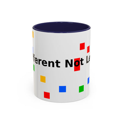 Accent Coffee Mug — 'Different Not Less' Pride-Inclusive Color Block Design (11/15oz)