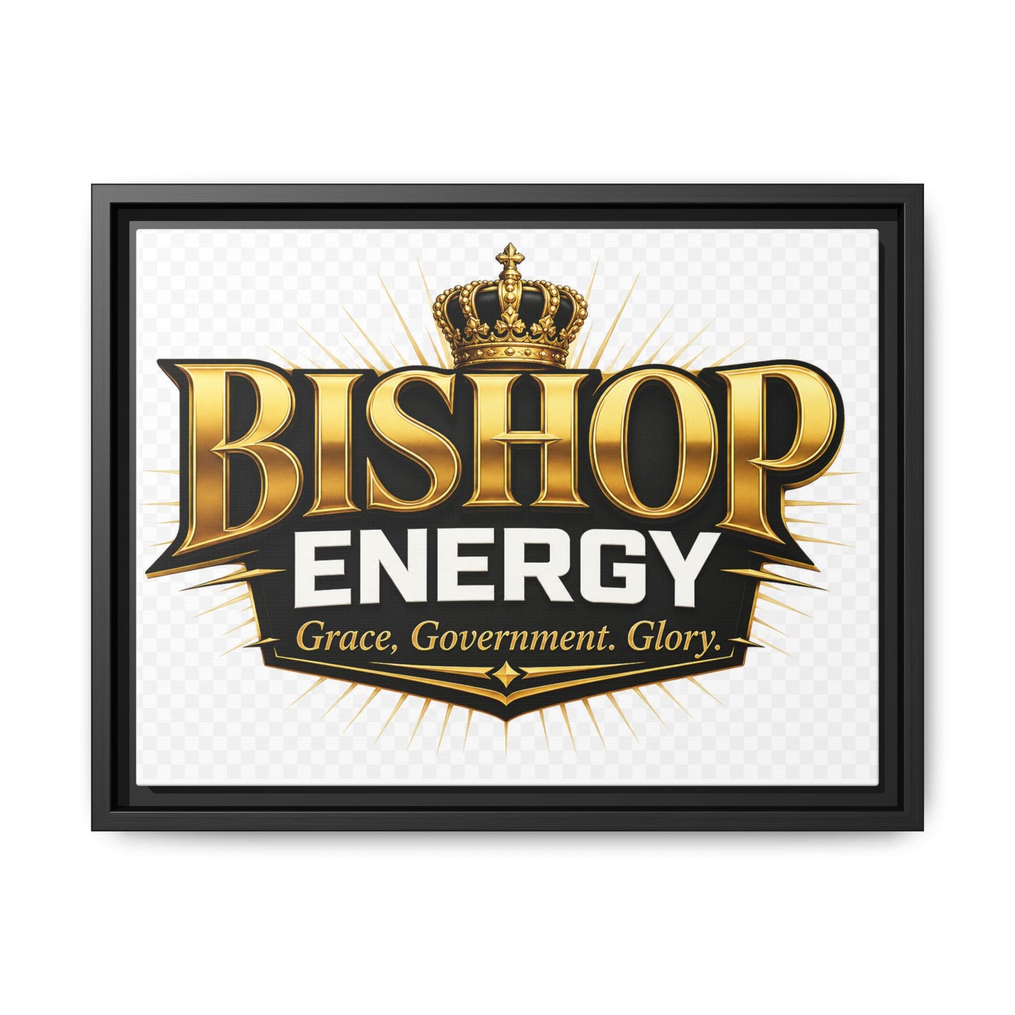 Framed Canvas Art - "Bishop Energy" Gold Crown Logo (Matte)