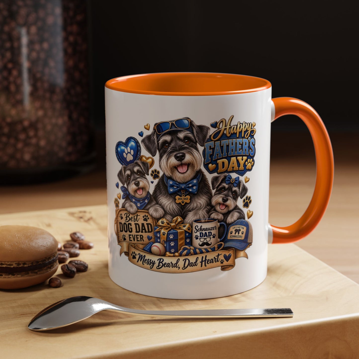 Father's Day Dog Dad Coffee Mug — "Happy Father's Day" Accent Mug (11/15oz)