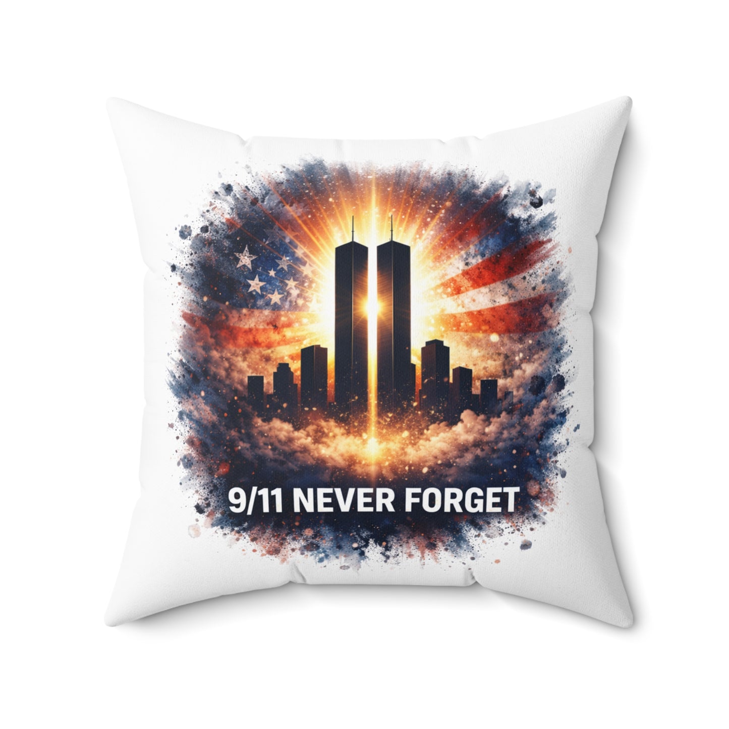 9/11 Never Forget Memorial Pillow — Twin Towers Tribute Throw Pillow