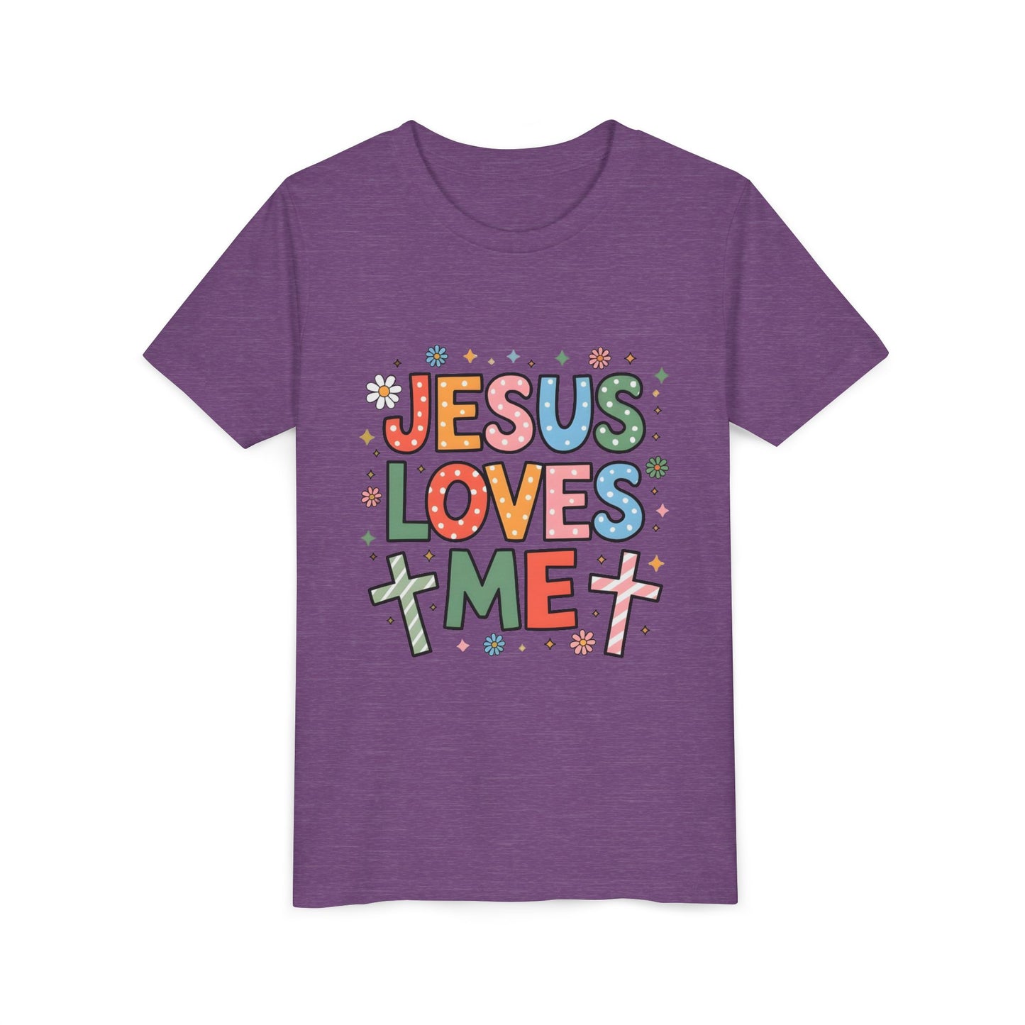 Youth Tee — "Jesus Loves Me" Colorful Christian Kids T-Shirt