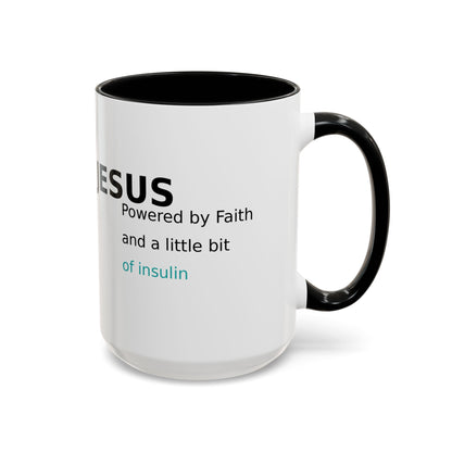 Christian Diabetes Coffee Mug – "Powered by Faith and a Little Bit of Insulin" Accent Mug (11/15oz)