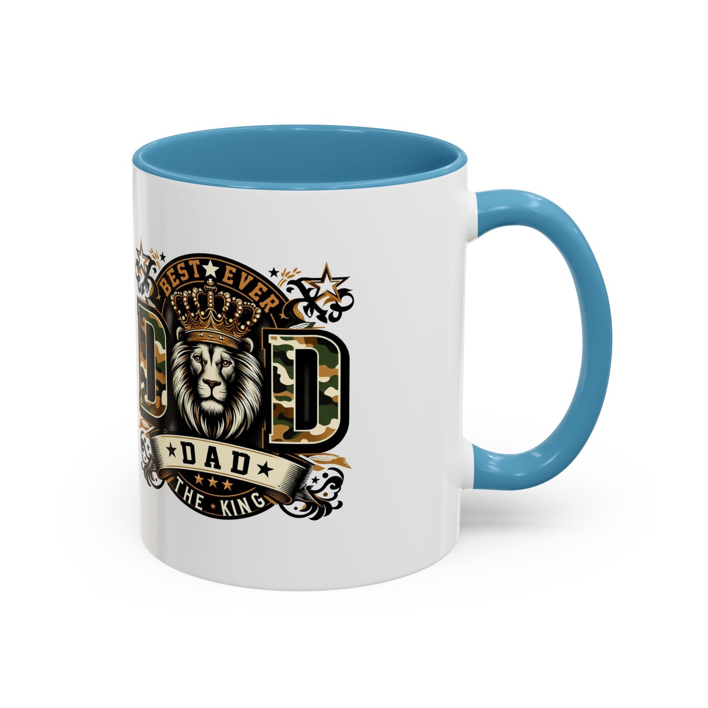 Dad Coffee Mug — "Best Ever Dad" Lion Crest Accent Mug (11/15oz)