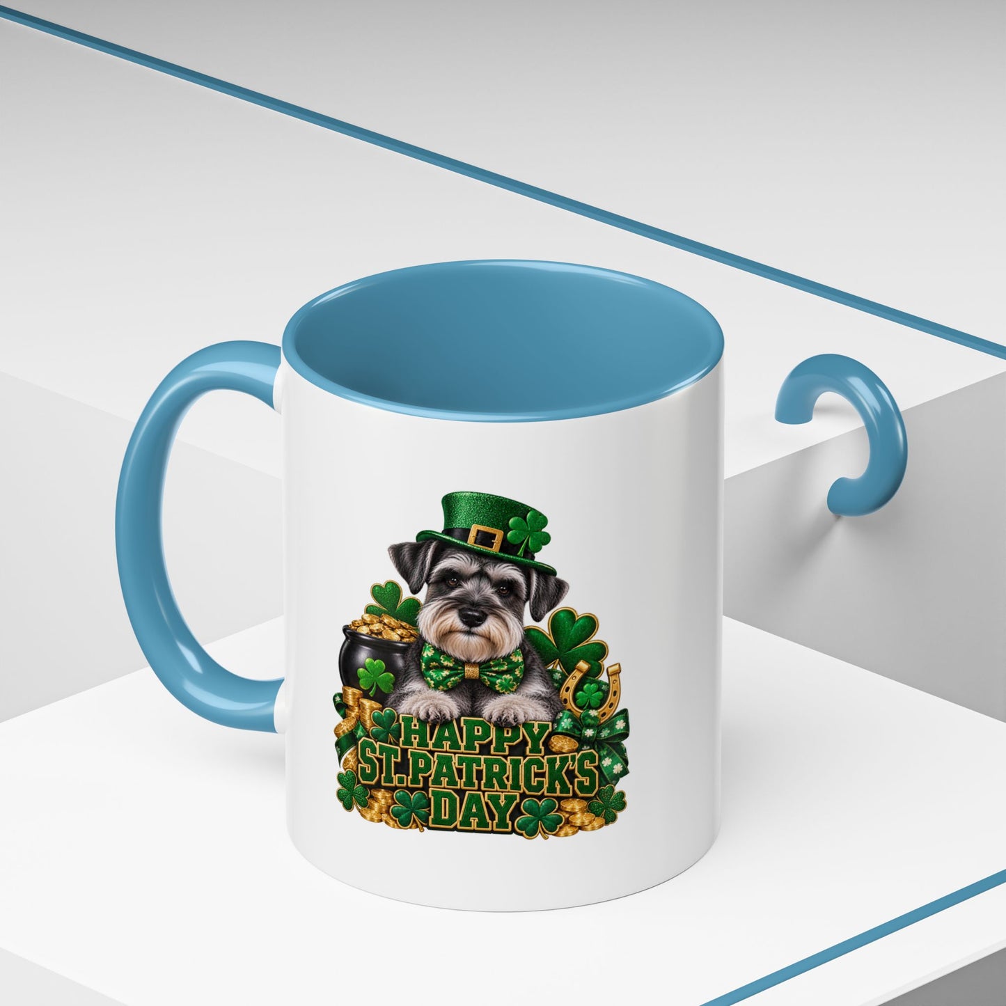 St. Patrick's Day Schnauzer Coffee Mug – Happy St. Patrick's Day Accent Mug