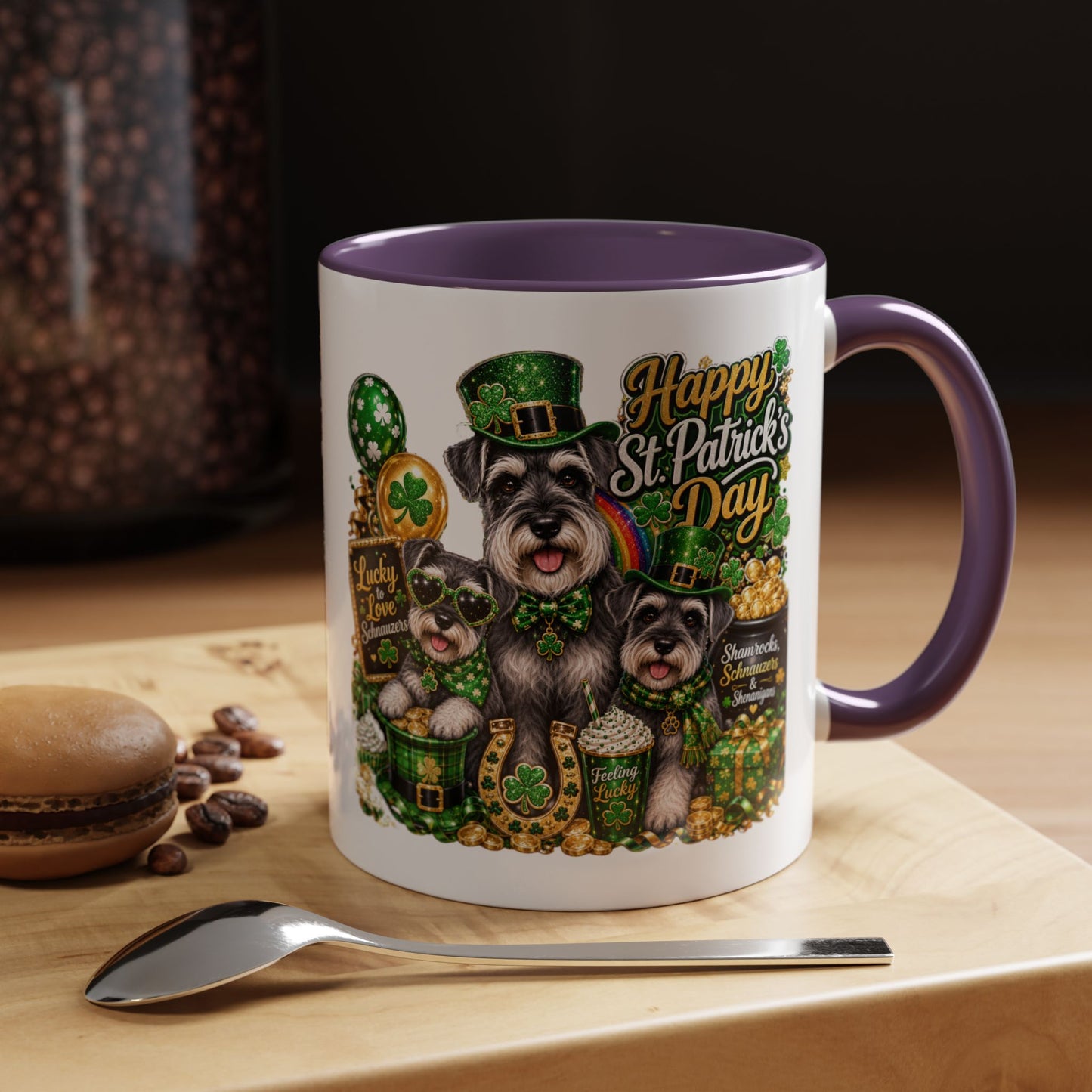 St. Patrick’s Day Dog Coffee Mug — Happy St. Patrick’s Day Accent Mug (11/15oz)