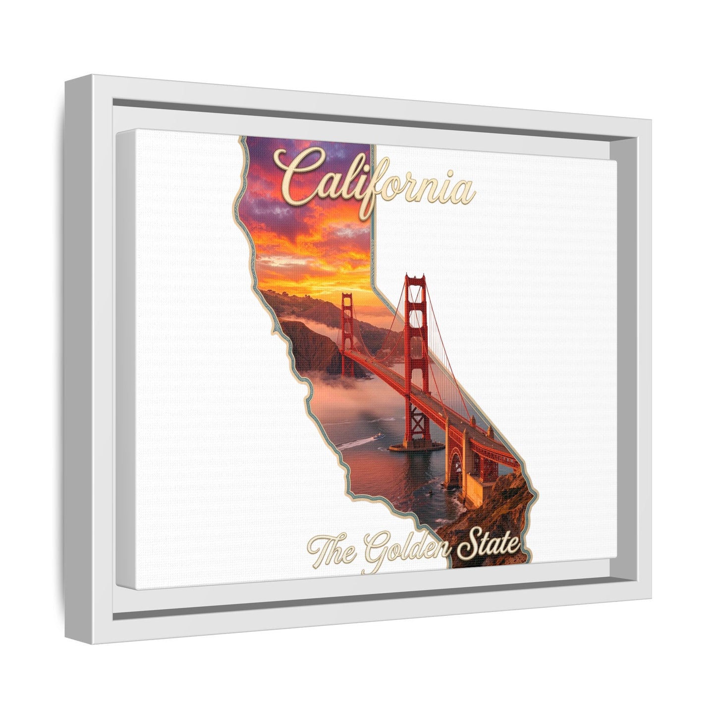 California Golden Gate Map Matte Canvas Print (Framed)