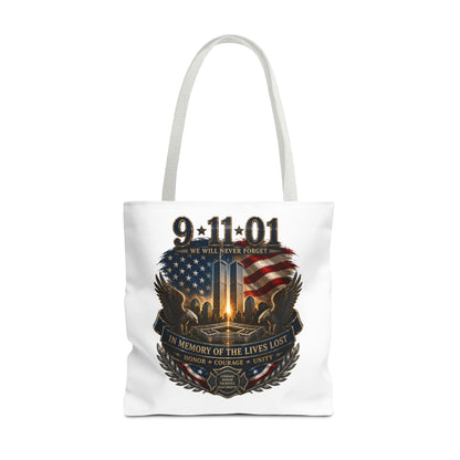 9/11 Memorial Tote Bag — We Will Never Forget Tribute Tote