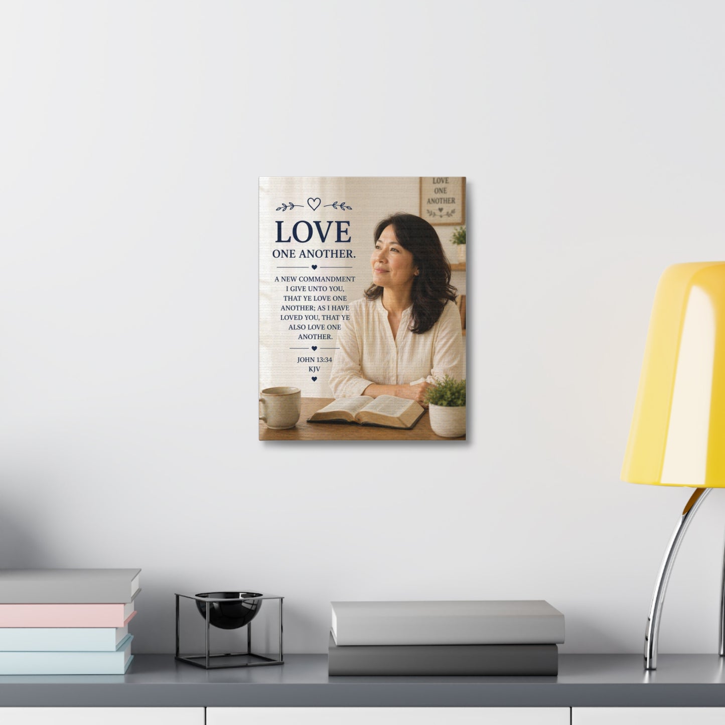 Love One Another — John 13:34 Inspirational Stretched Canvas Wall Art