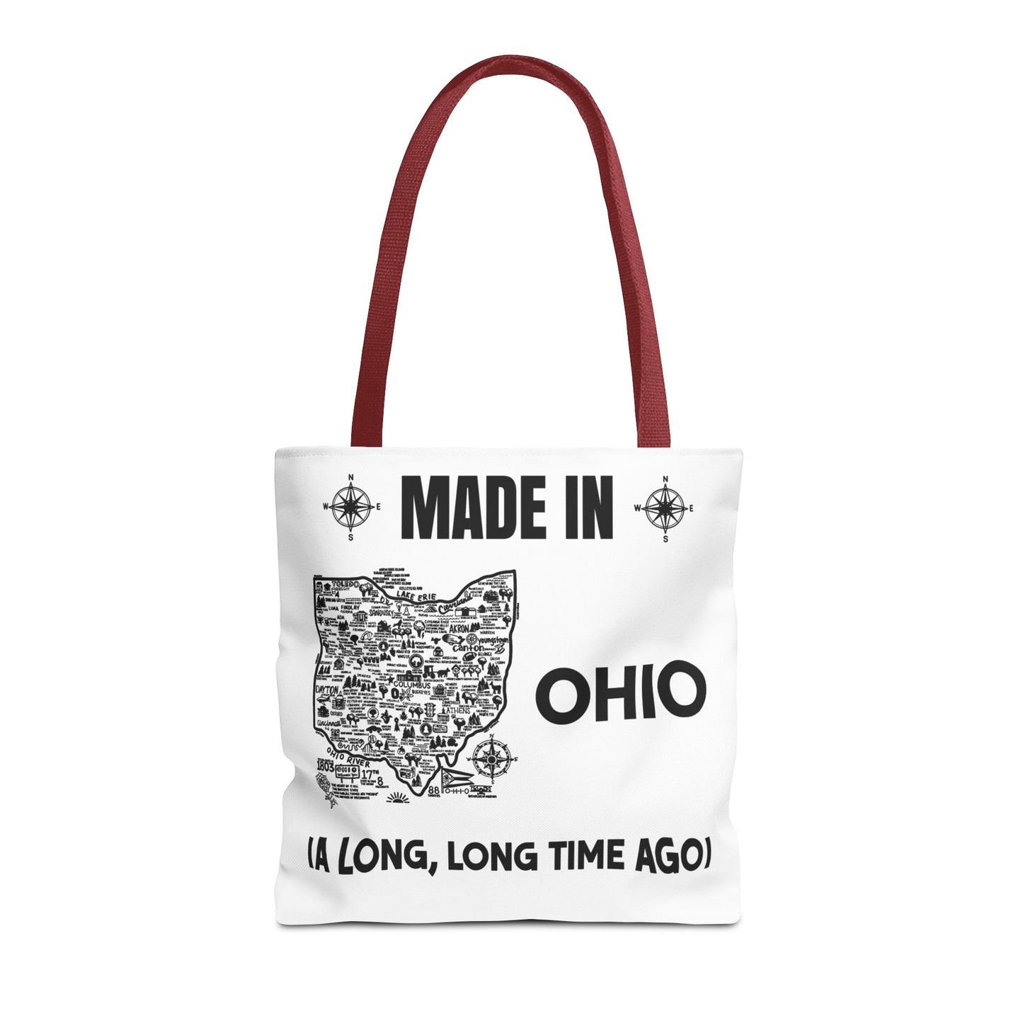 Made in Ohio Tote Bag — Vintage Map Design "A Long, Long Time Ago"