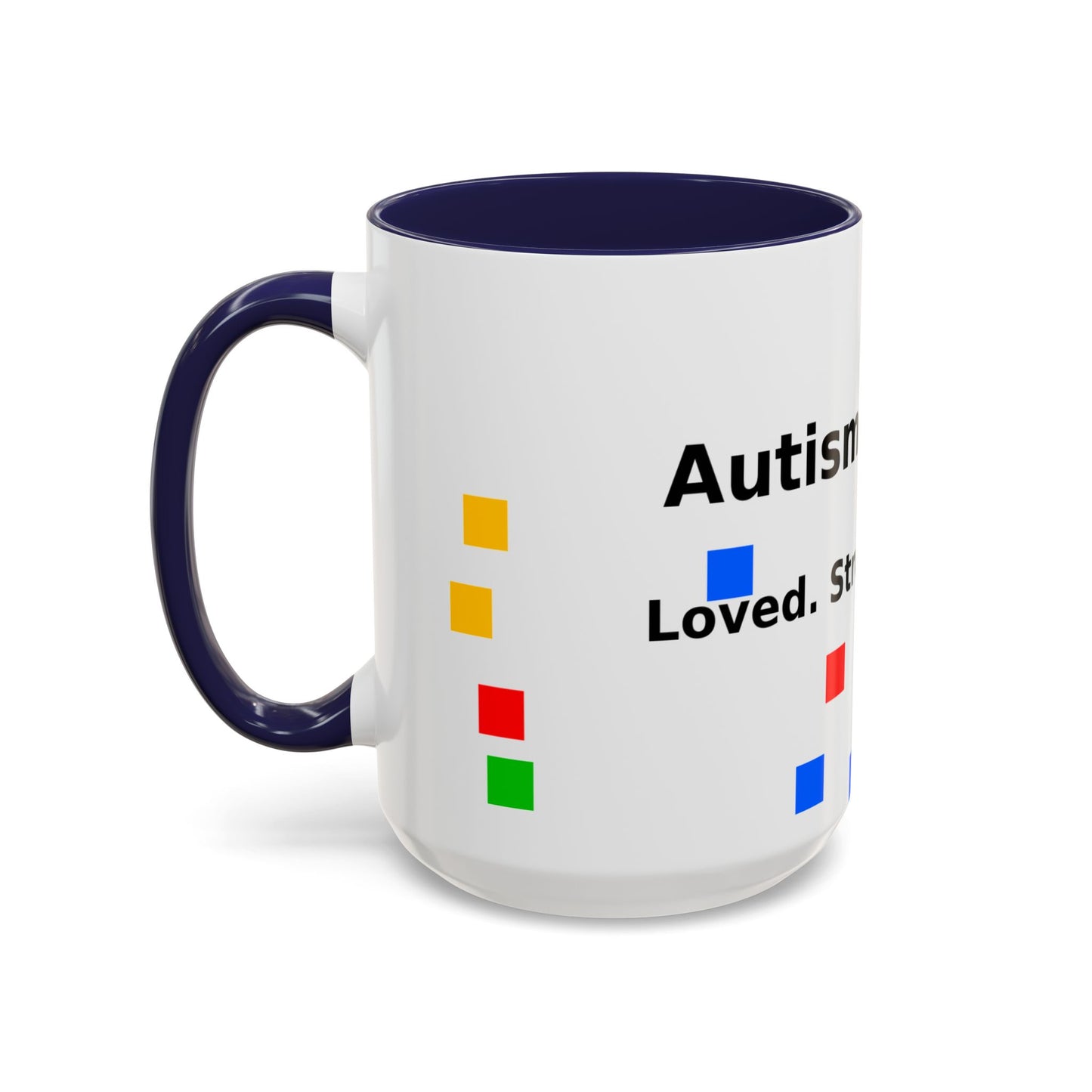 Autism Warrior Accent Coffee Mug – Bold Puzzle Pieces, Proud. Strong. Unique. (11/15oz)